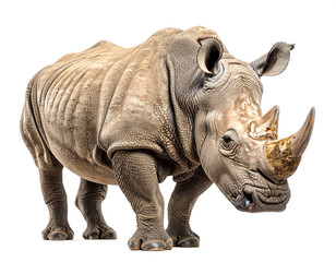 Obraz premium White Rhinoceros Standing Isolated On Plain Background