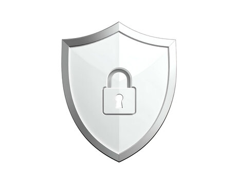 A metallic shield with a lock, symbolizing protection and security