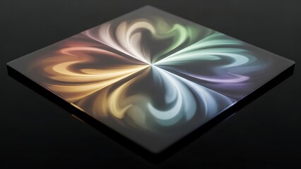 Colorful Swirling Light Pattern on Reflective Surface Abstract Art Display