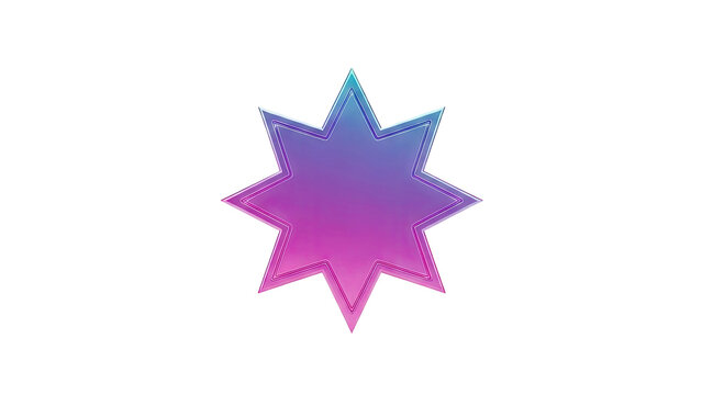 3D Seven pointed star with gradient and outline on transparent background