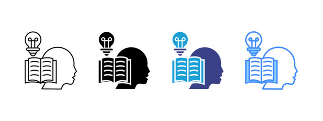 Knowledge icon set multiple style collection