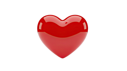 3D Red heart shape transparent background