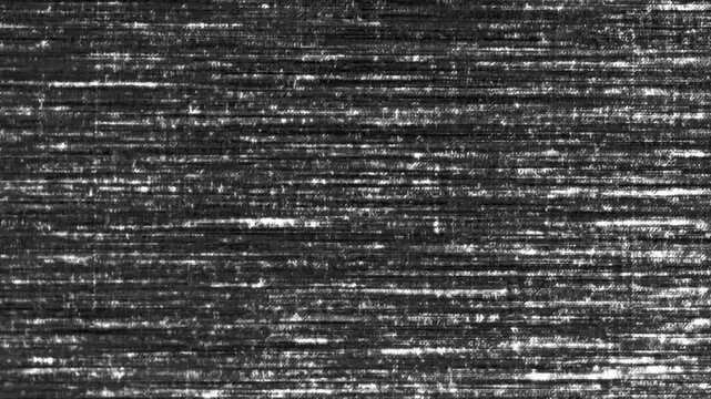 Black and white abstract grainy texture background with horizontal static noise effect.Dark monochromatic background featuring flickering horizontal grain and cinematic vintage noise patterns