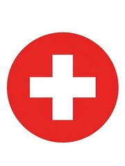 Obraz premium Red Cross Symbol on White Background