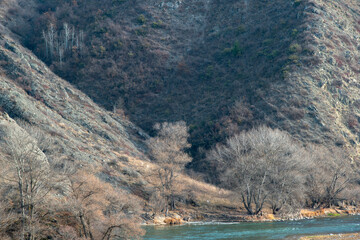 Mountains and a river. Autumn landscape.