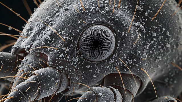 Close-up of an insect eye with detailed texture
