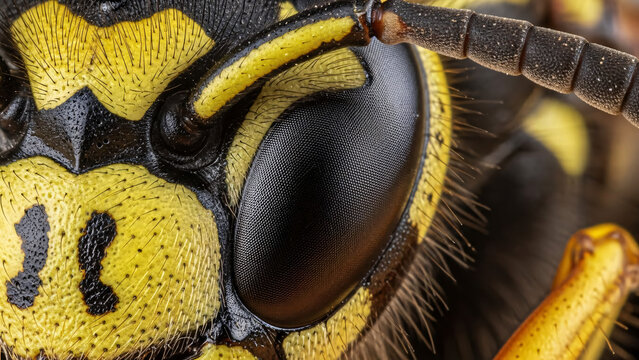 Extreme Close-Up of Yellowjacket Wasp Compound Eye Detail