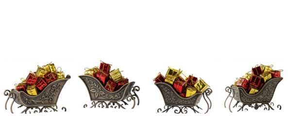 Decorative Christmas Sleighs Filled with Gift Boxes – Set