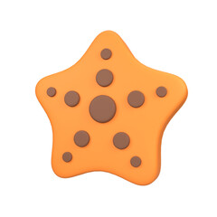 3D orange starfish with brown spots icon
