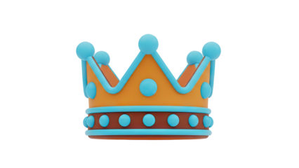 3D Cartoon crown on transparent background