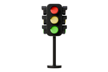 3d traffic light pole icon. traffic control concept. minimal cartoon stop go signal intersection for navigation app ui. isolated on white transparent background. 3d render.