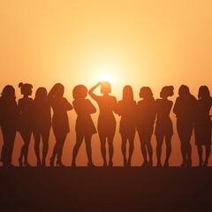 group of  women  people on the beach