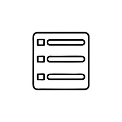 A simple outline of a checklist icon, showing three horizontal lines and check boxes