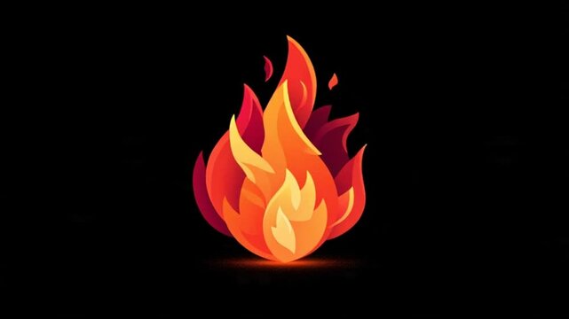 A stylized 2D flat vector flame icon on a dark background