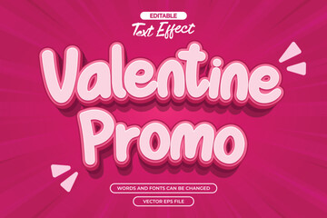 Valentine promo editable text effect with pink cartoon text style and with pink comic background