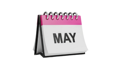 3D Render of a May Desk Calendar on transparent background