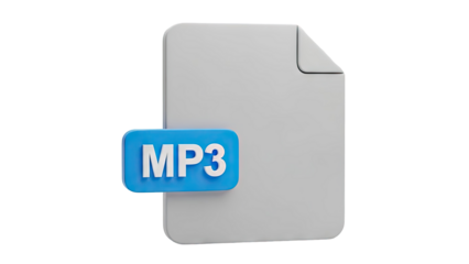 3D MP3 File Icon on transparent background
