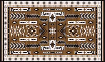 Navajo storm pattern rug style vector.Sacred mountain symbolism with central rectangular motif connecting four corners.Representing weather,lightning.Carpet southwestern tribal geometric illustration.