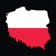 Obraz premium Outline map of Poland with national flag colors vector 