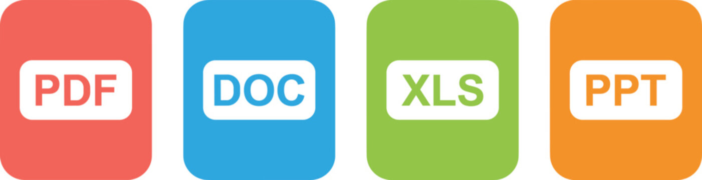 Document, file, format, icons, illustration, showing, pdf, doc, xls, ppt, digital, data, office, business, technology, software, files, management, concept