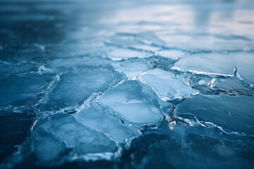 Cracked Ice Surface and Frost Texture Background