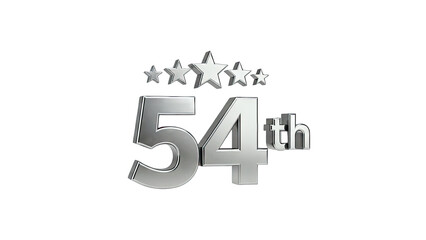 3D 54th anniversary with stars on transparent background