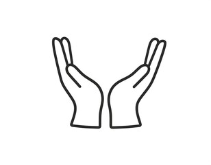Obraz premium Line art illustration of two hands cupping upwards