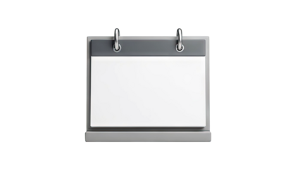 3D Blank desk calendar with silver rings on transparent background
