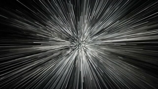 Motion blur effect of white lines radiating from a central point against black