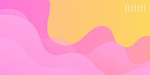Abstract gradient yellow and pink wave background. Simple and trendy wave fluid liquid shapes pattern element concept background design. Colorful banner style. Eps10 vector
