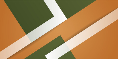 Abstract banner background with green overlap square pattern theme on brown color background element concept design. Eps10 vector