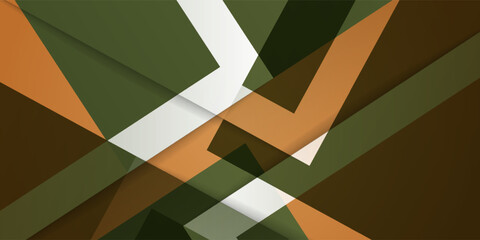 Abstract banner background with green overlap square pattern theme on brown color background element concept design. Eps10 vector