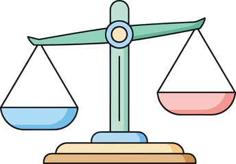 Lighthearted Illustration of a Classic Balance Scale with Colorful Compartments Emphasizing