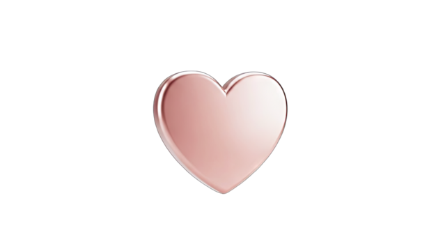 3D Rose gold heart on transparent background - Powered by Adobe