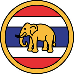 illustration of elephant in circle vector