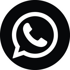 Black and White Whats App Icon