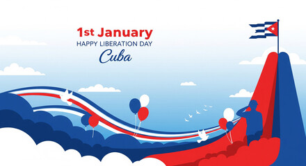 Cuba Liberation Day January 1st Celebration Vector Illustration
