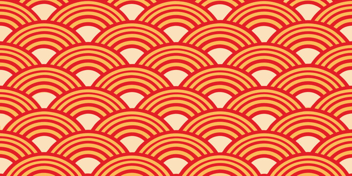 Red and yellow overlapping semicircles pattern background 1