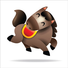 Cute Little Cartoon Horse. Chinese Zodiac