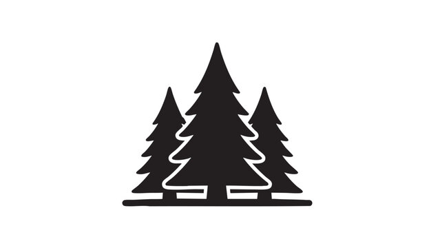 Three stylized pine trees minimalist icon design