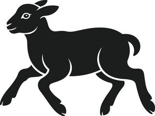 Fototapeta premium Black silhouette of a running lamb vector illustration sheep animal