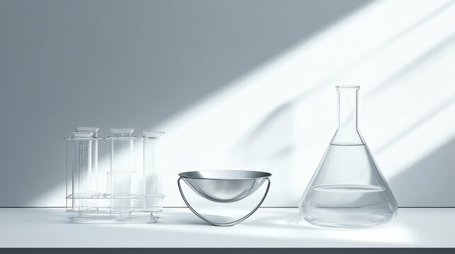 Buchner Funnel and Laboratory Flask on White Surface