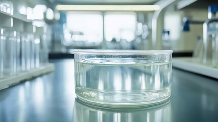 Clear electrophoresis buffer reservoir filled with transparent liquid