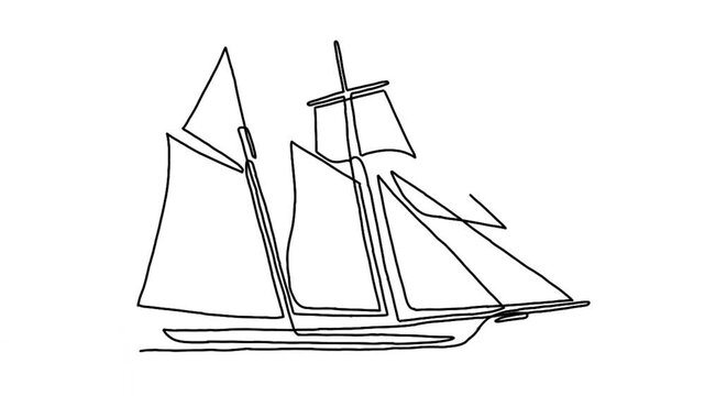 Continue line animation of sailing boat