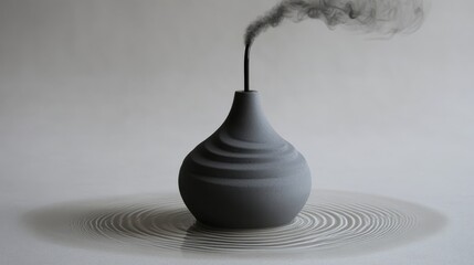Elegant Perfume Bottle Releasing Smoke in Abstract Setting