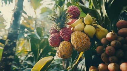 Display of Exotic Fruits with Tropical and Local Varieties