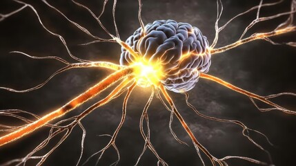 Detailed anatomical brain diagram showing neural pathways