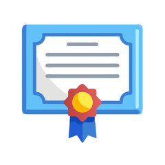 Simple vector certificate icon design with ribbon and seal