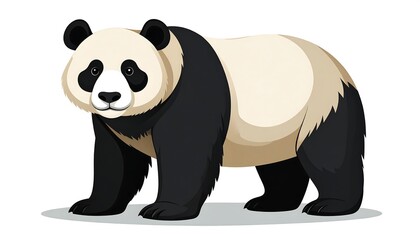 Fototapeta premium Large, black and white animal illustration. Standing on white background