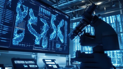 DNA Analysis Being Performed on a Large Digital Display